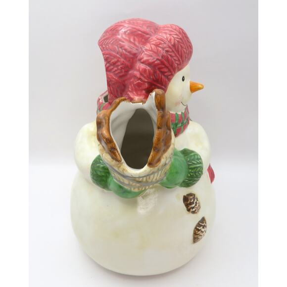 BICO Snowman Ceramic Pitcher 8” Holiday Serveware Gingerbread Christmas Decor - Picture 3 of 10